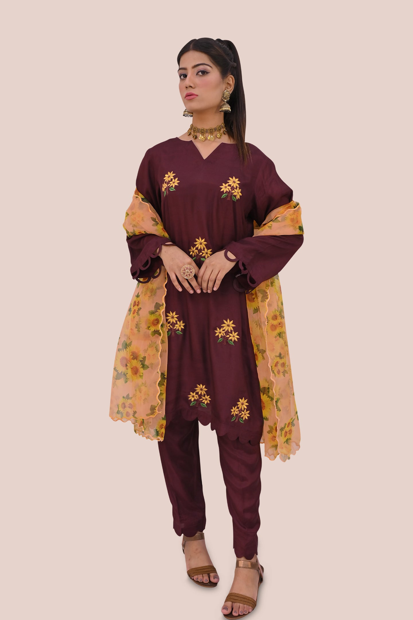 semiformal 3 piece shirt dupatta & trouser