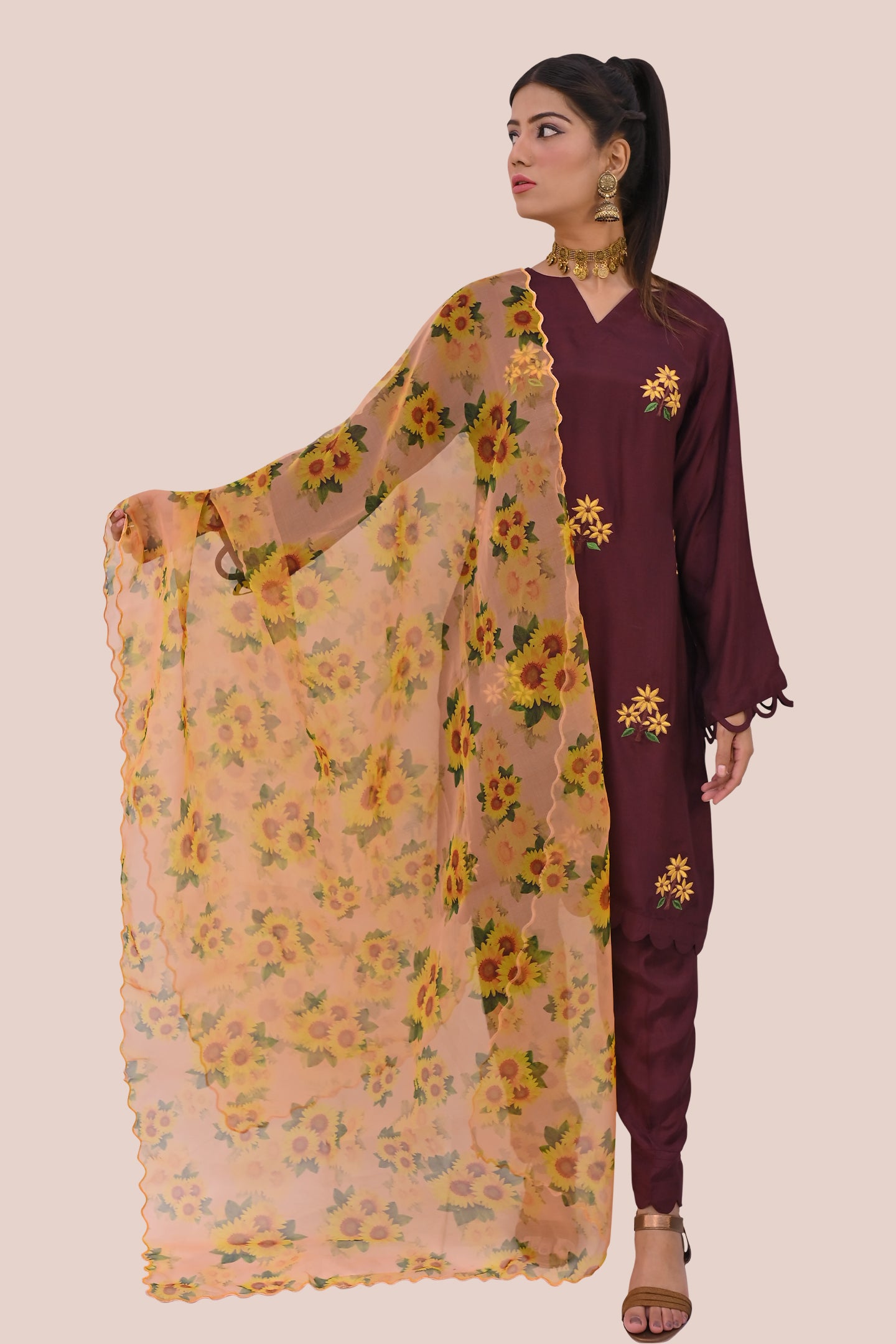 semiformal 3 piece shirt dupatta & trouser