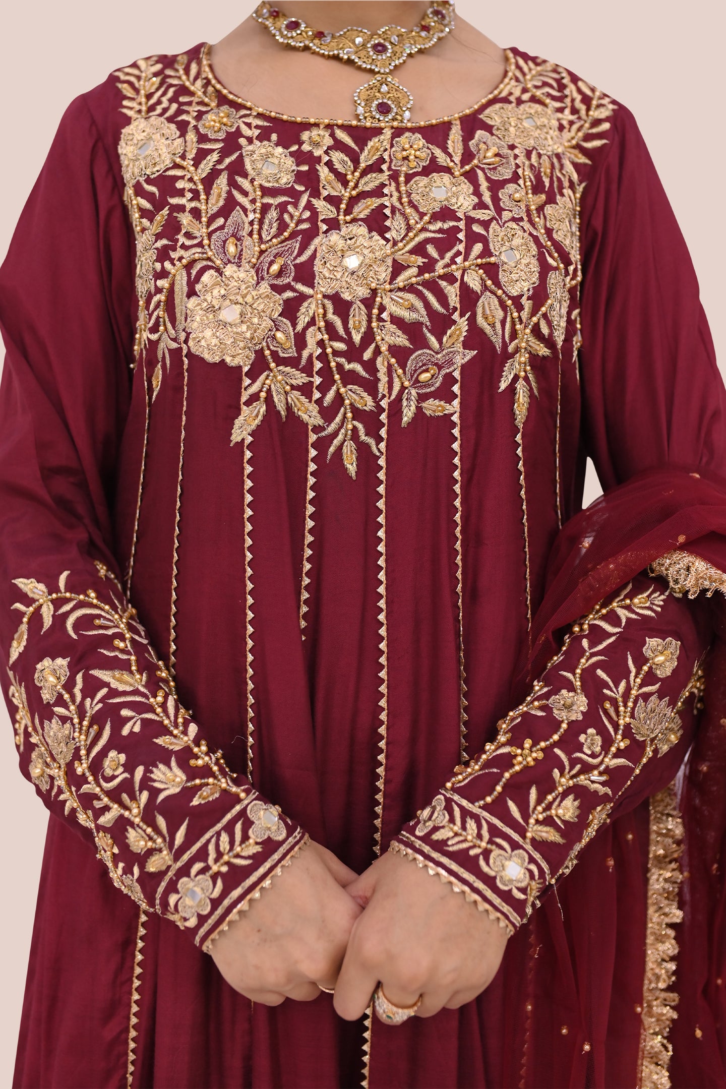 LUXURY women 3 piece  frock dupatta & trouser