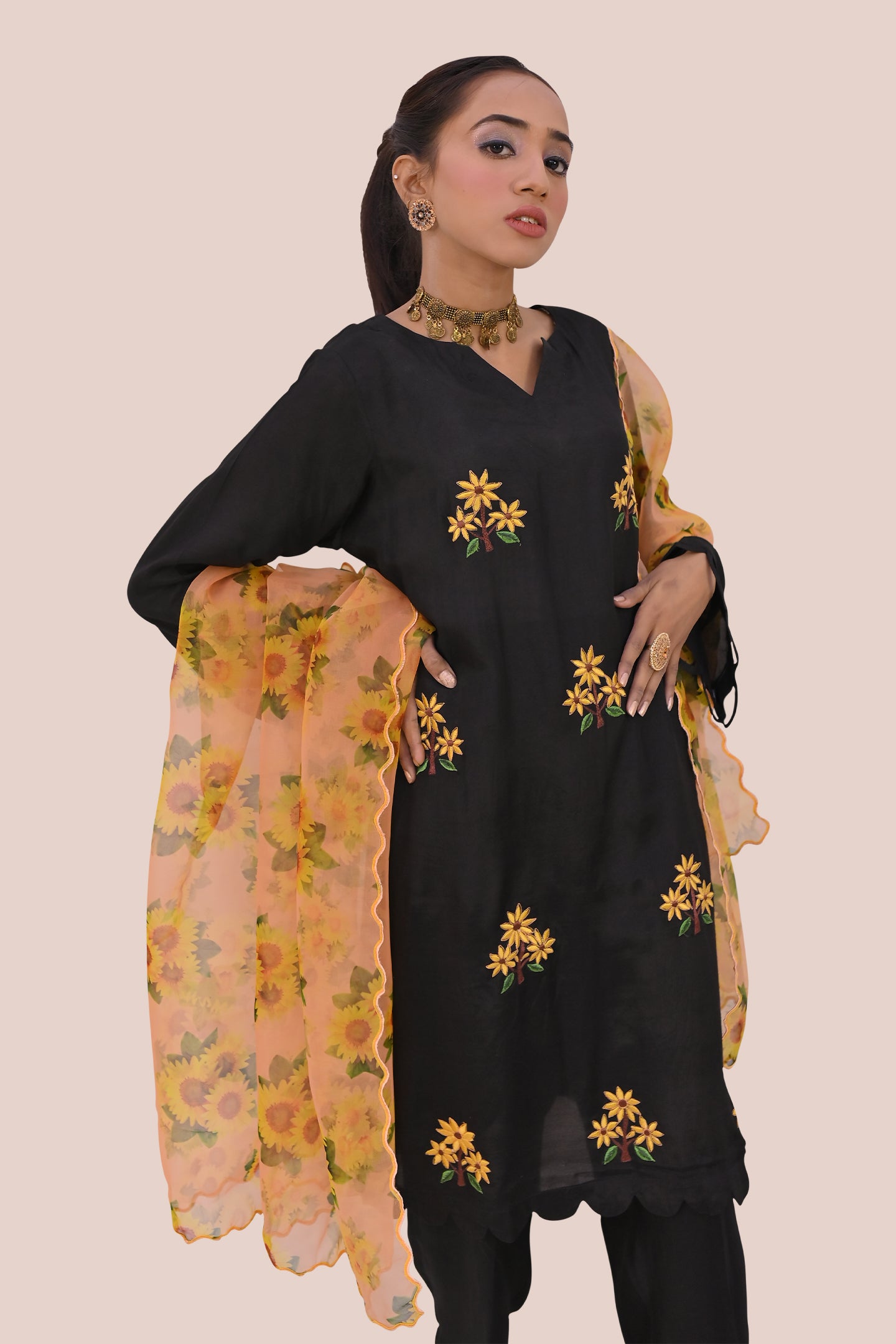 semiformal 3 piece shirt dupatta & trouser