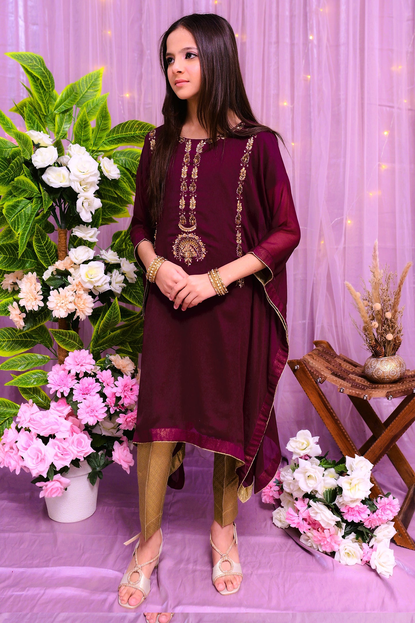 formal poncho style shirt and trouser