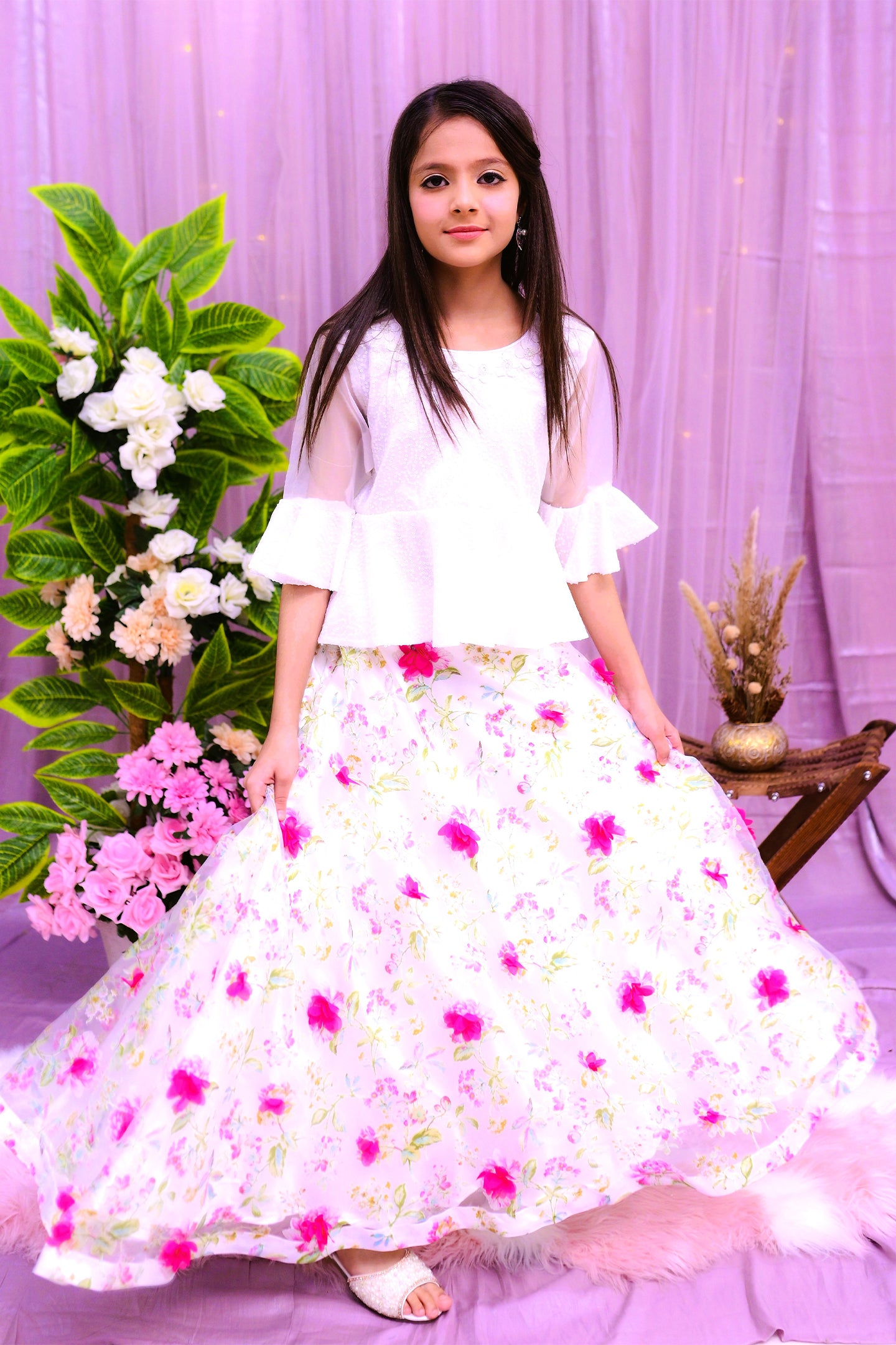 formal  floral skirt with elegant top