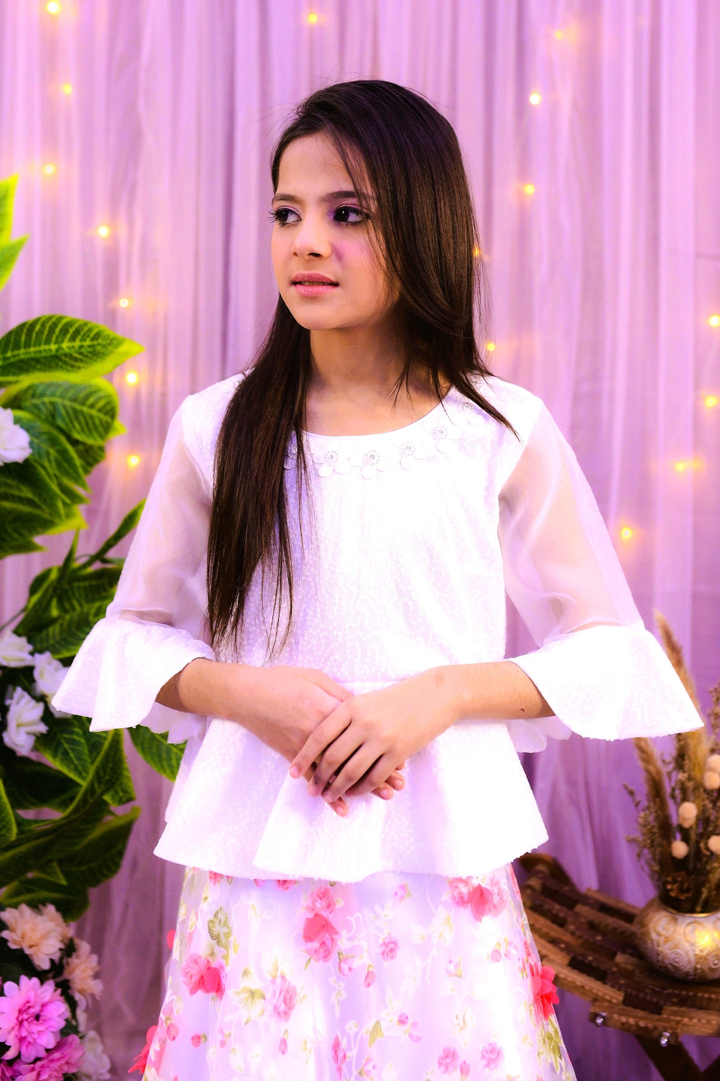 formal  floral skirt with elegant top