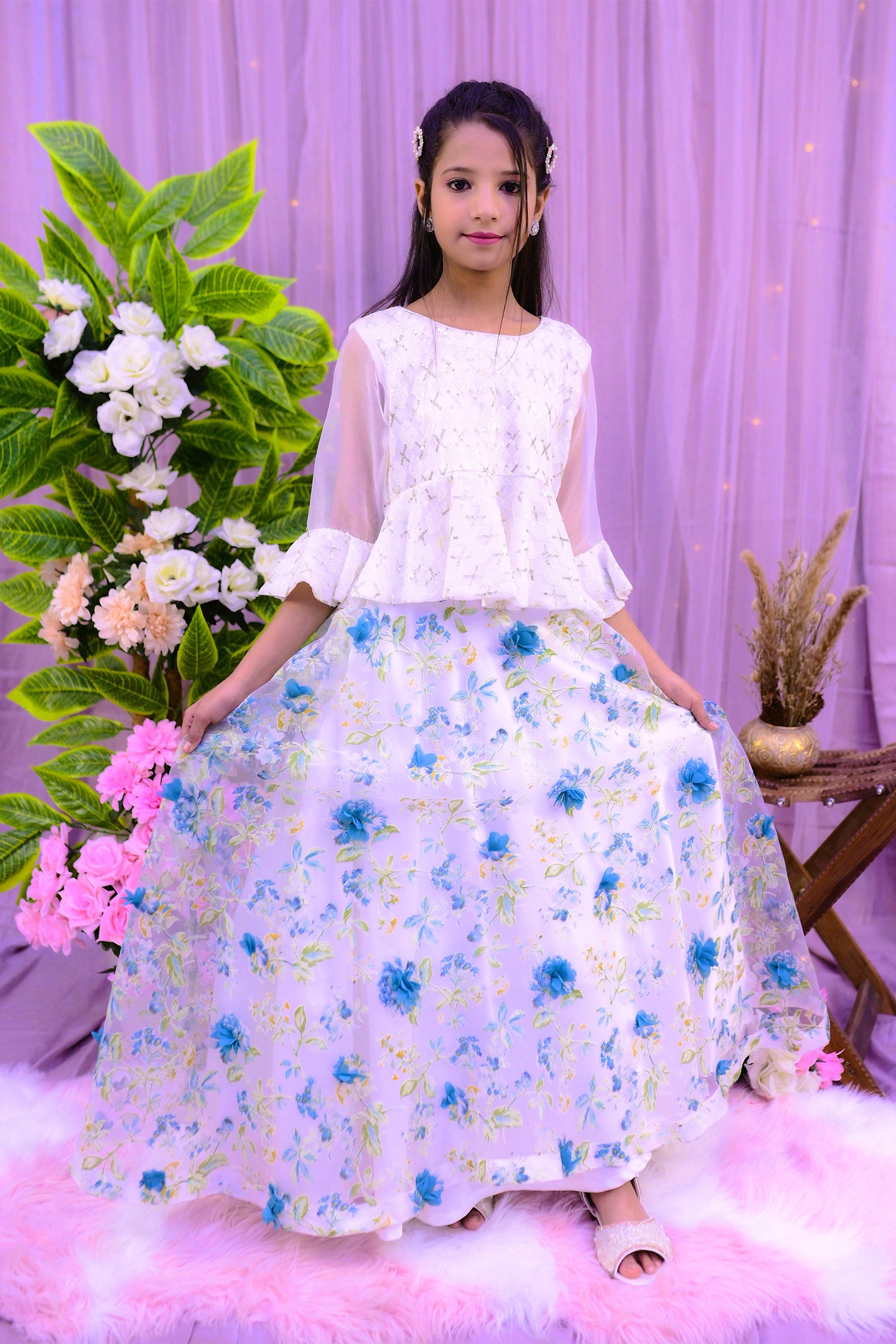 formal  floral skirt with elegant top