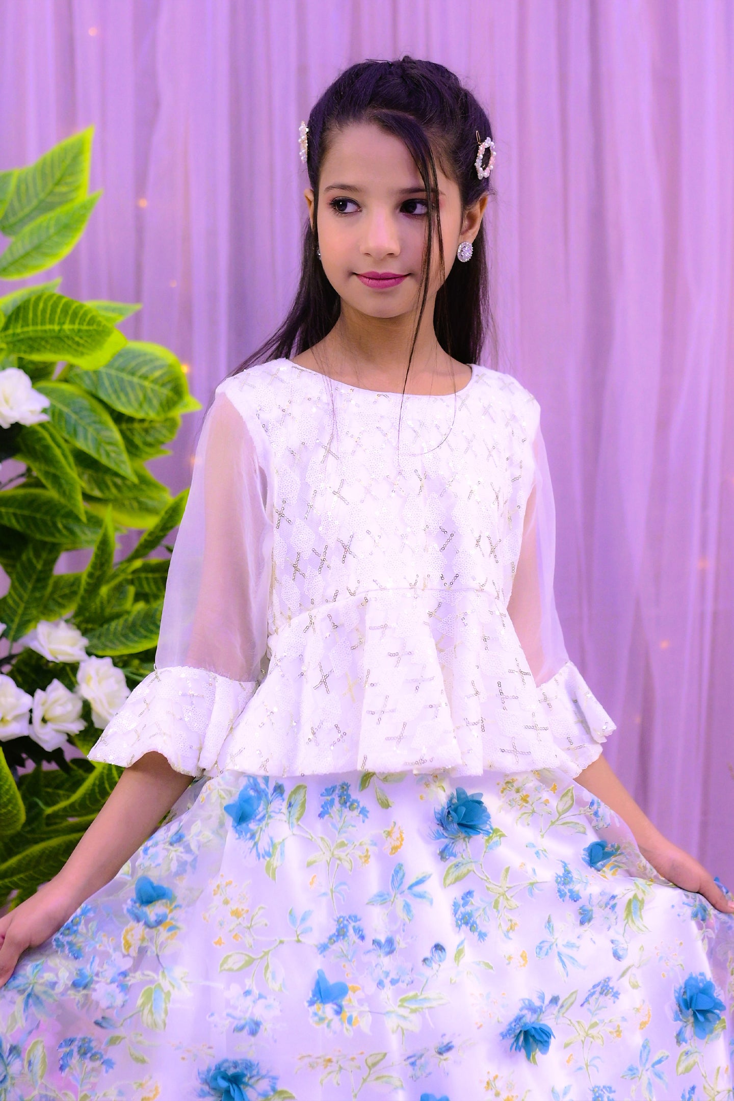 formal  floral skirt with elegant top