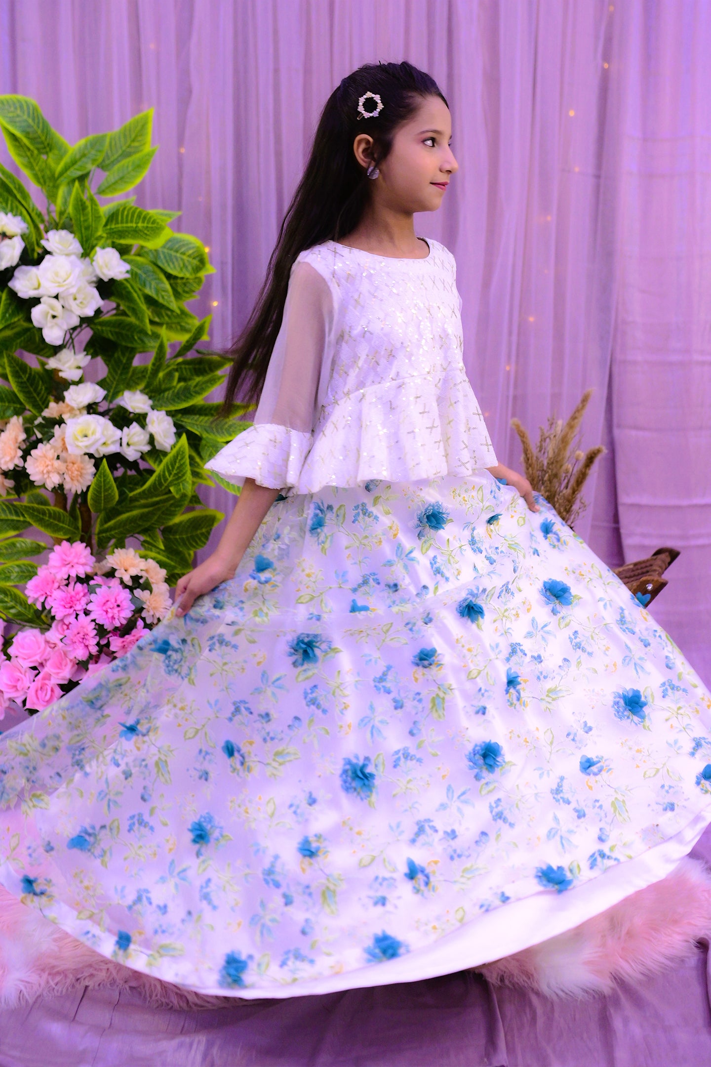 formal  floral skirt with elegant top