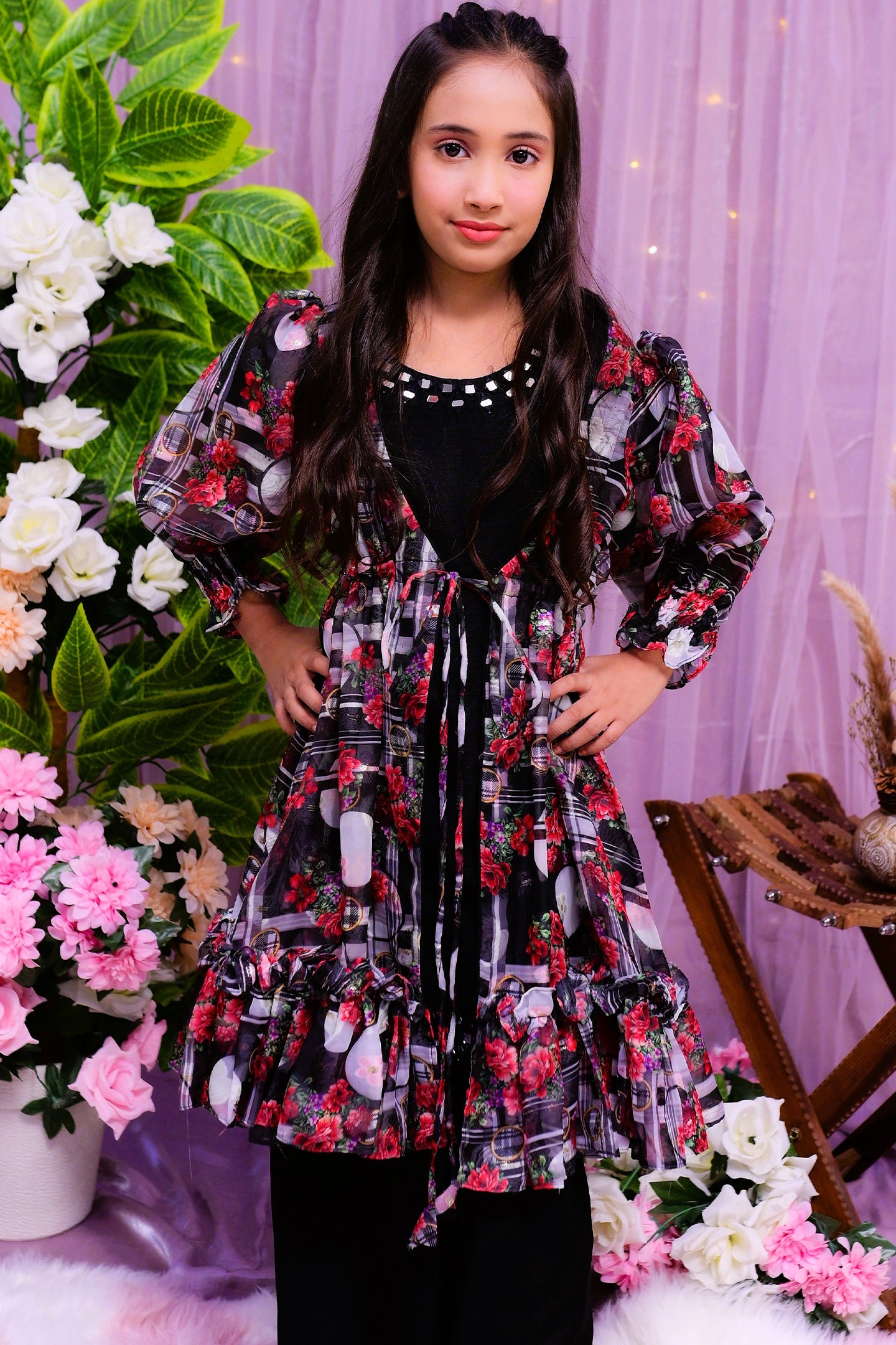 semiformal 2 piece shirt and plazo with elegent upper