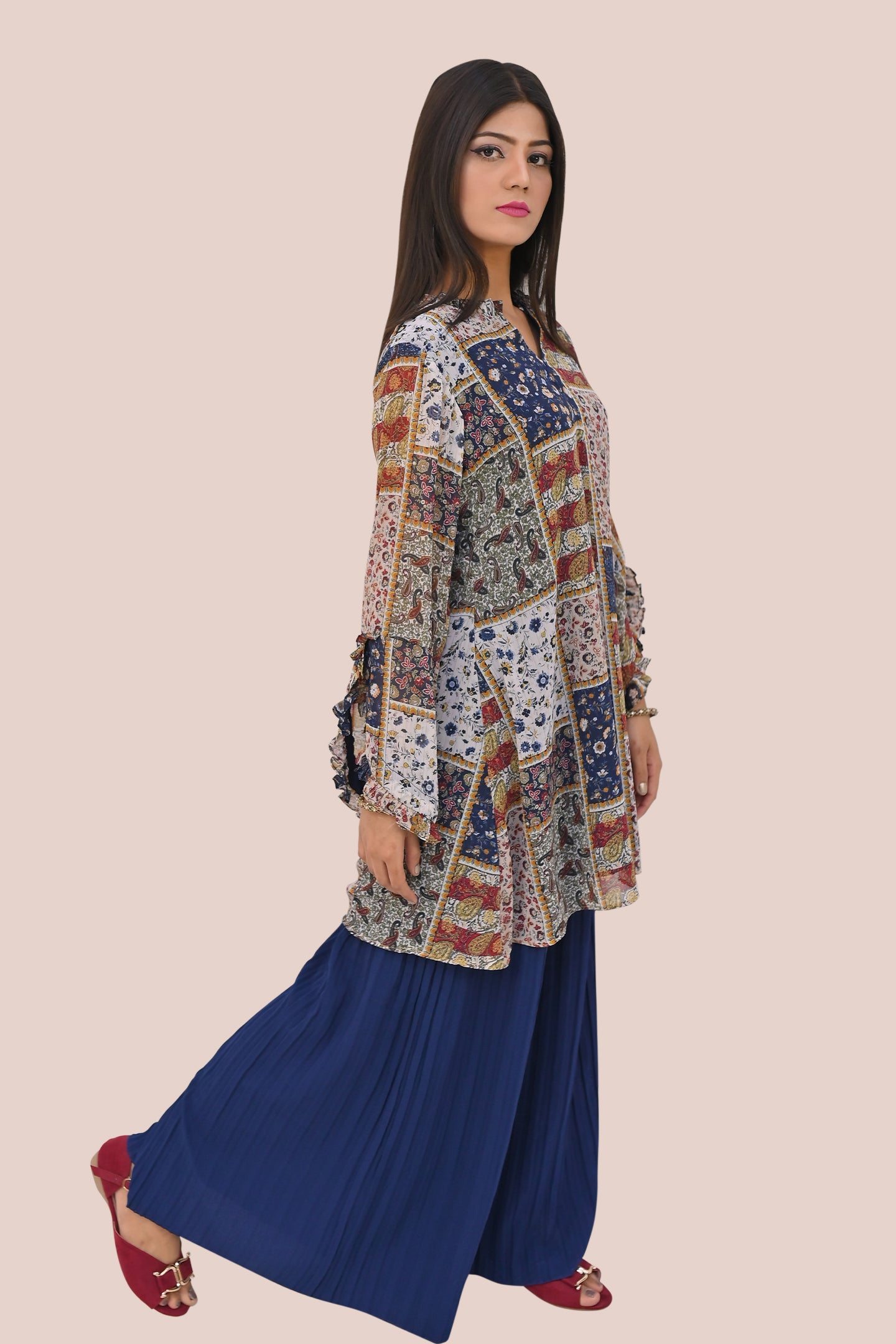 casual 2 piece short shirt & plazo