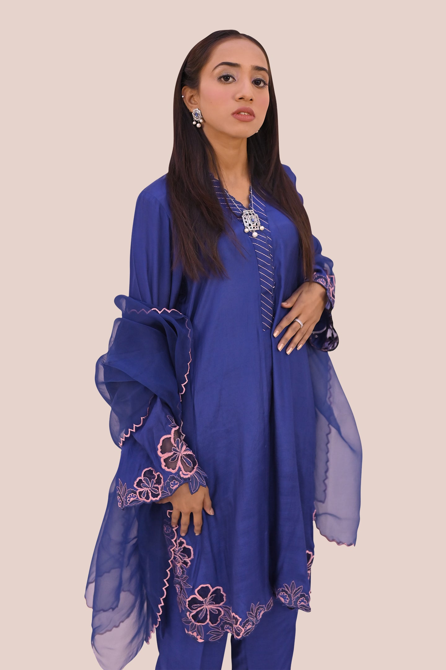 semiformal 3 piece shirt dupatta & trouser