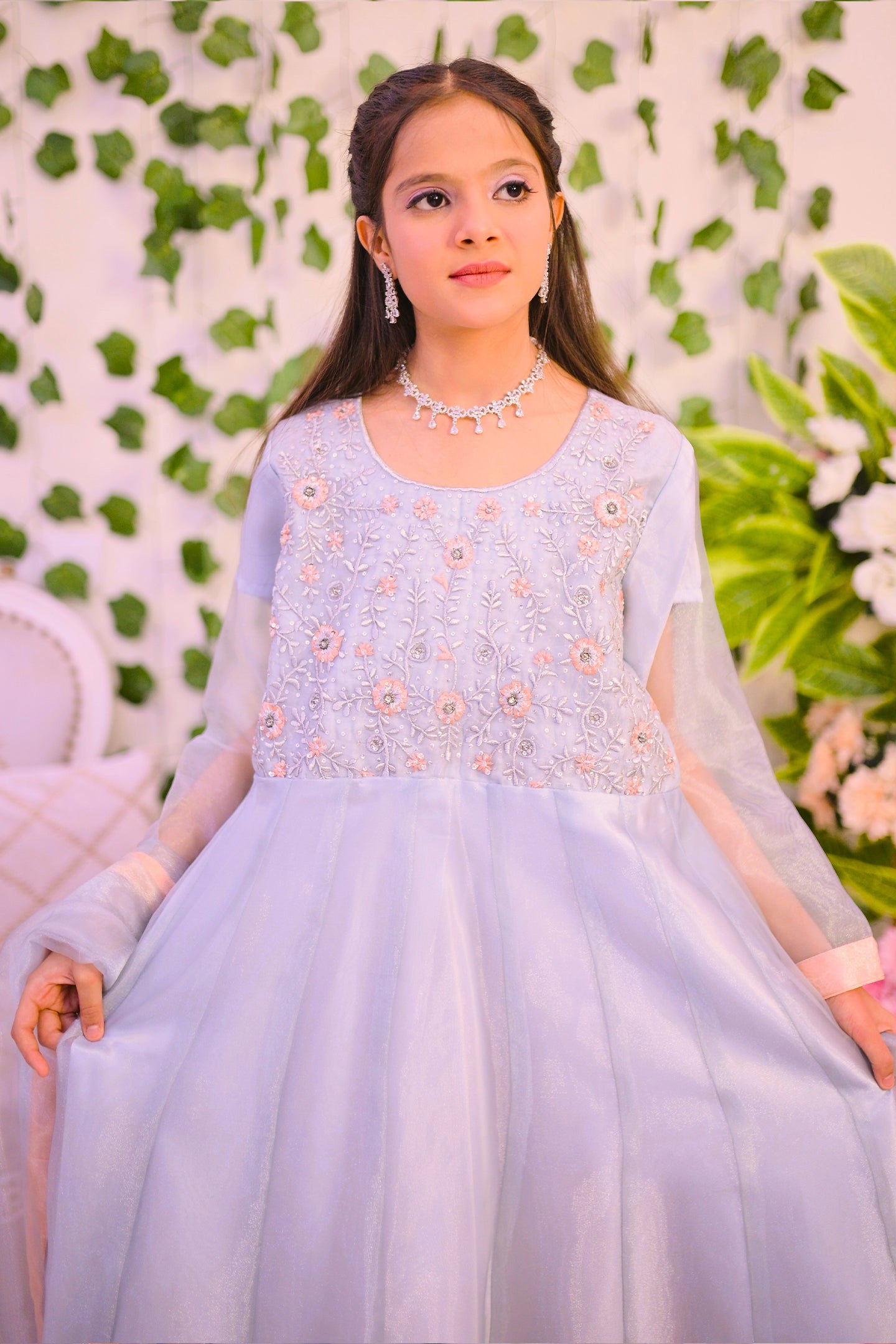 formal 3 piece kali frock grara & dupatta