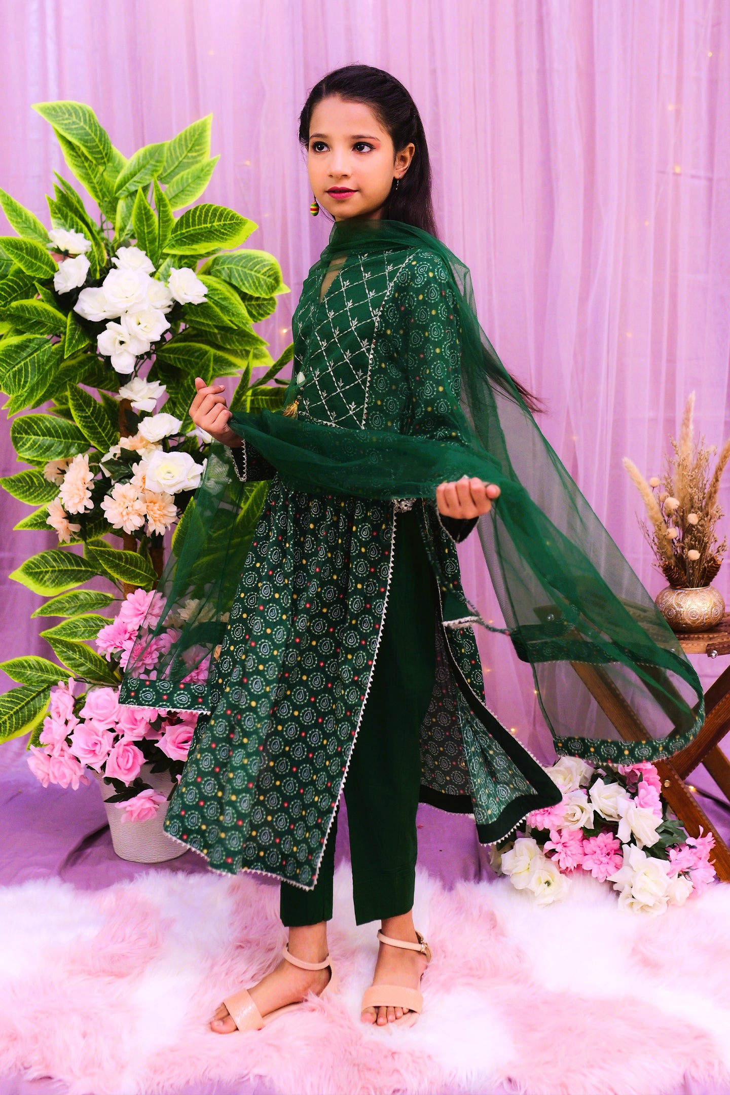 semi-formal 3 piece long shirt trouser& dupatta