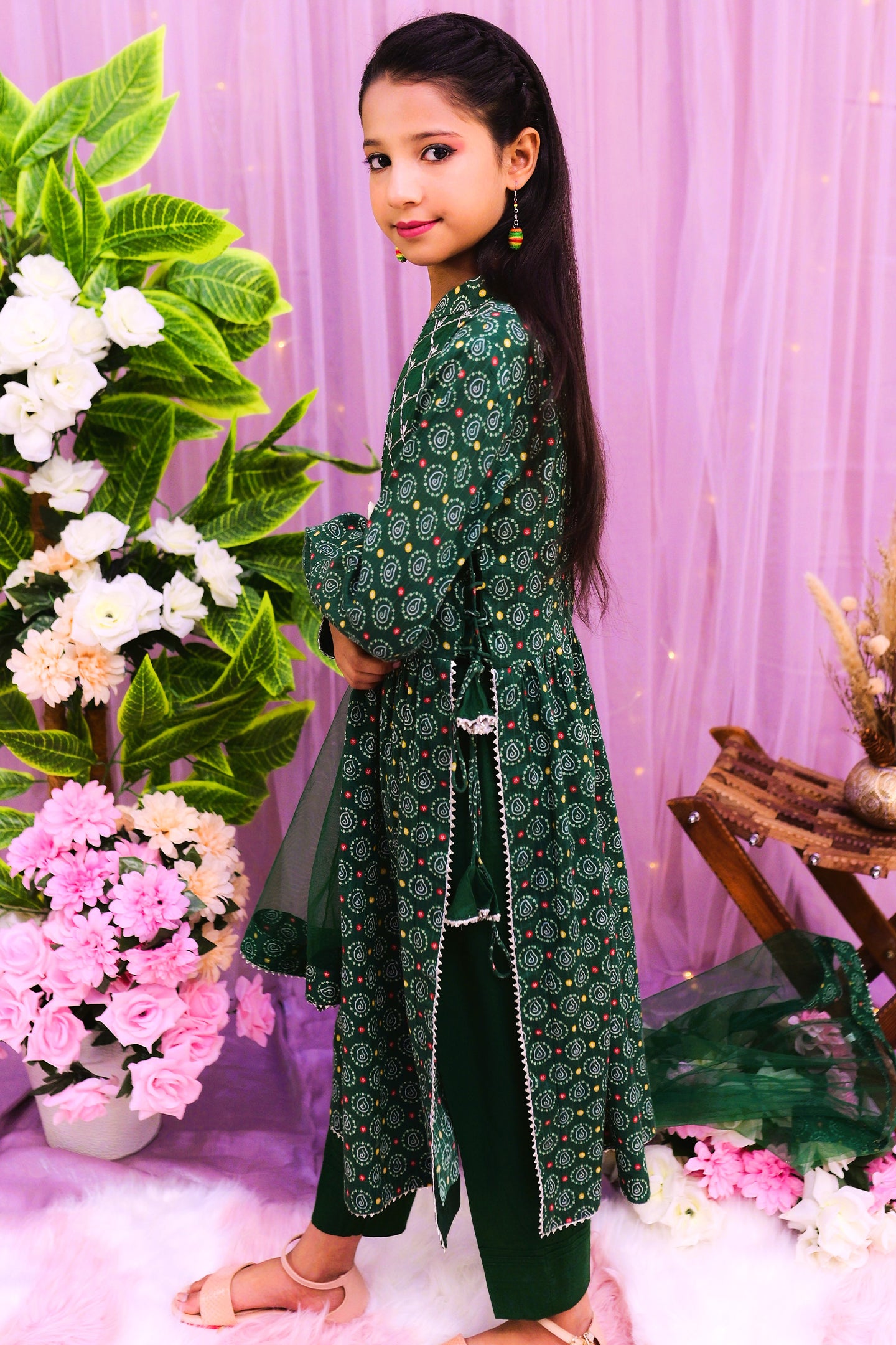 semi-formal 3 piece long shirt trouser& dupatta