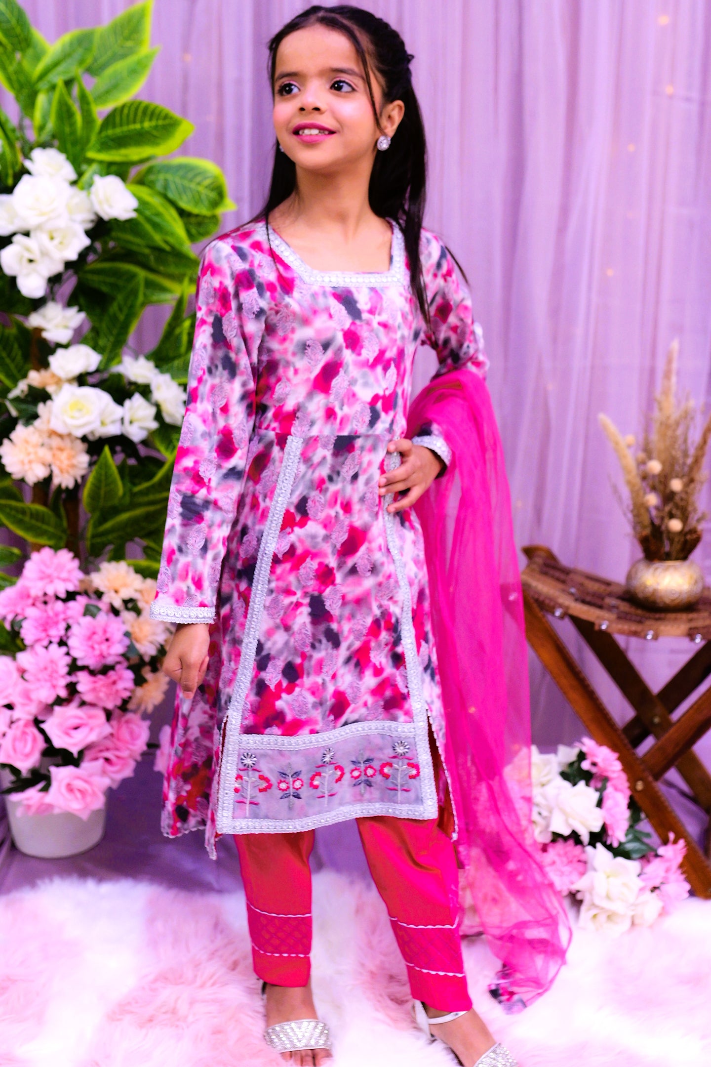 semi-formal 3 piece cutline shirt trouser & dupatta