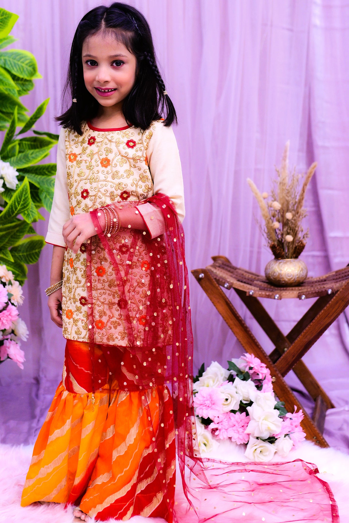 formal 3 piece short shirt garara and dupatta