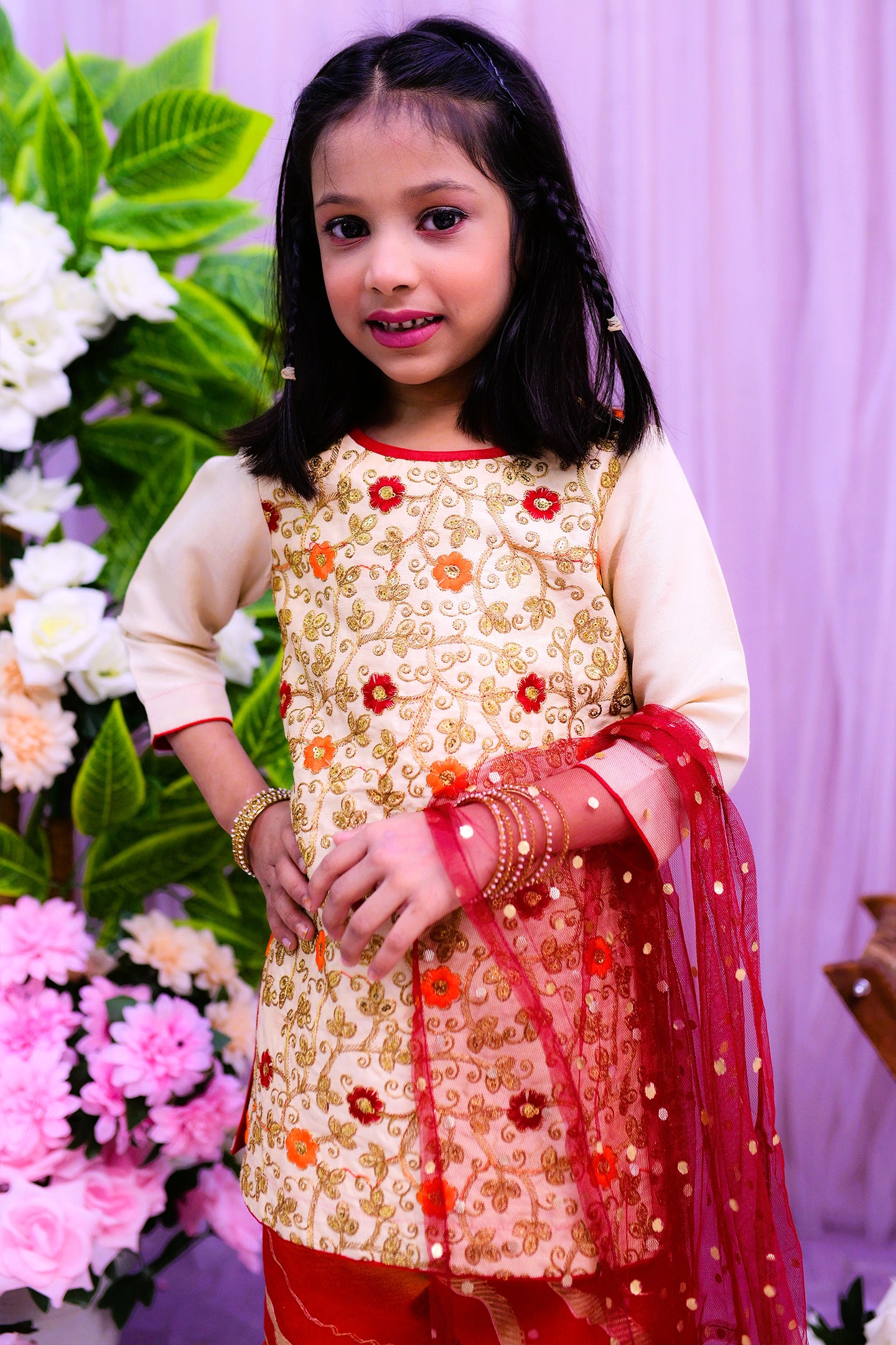 formal 3 piece short shirt garara and dupatta