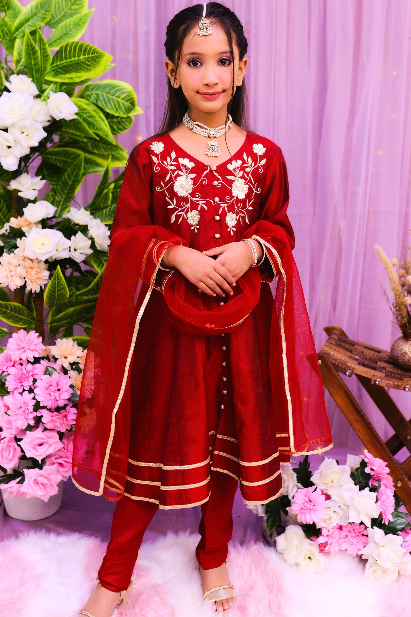 formal 3 piece frok trouser and dupatta