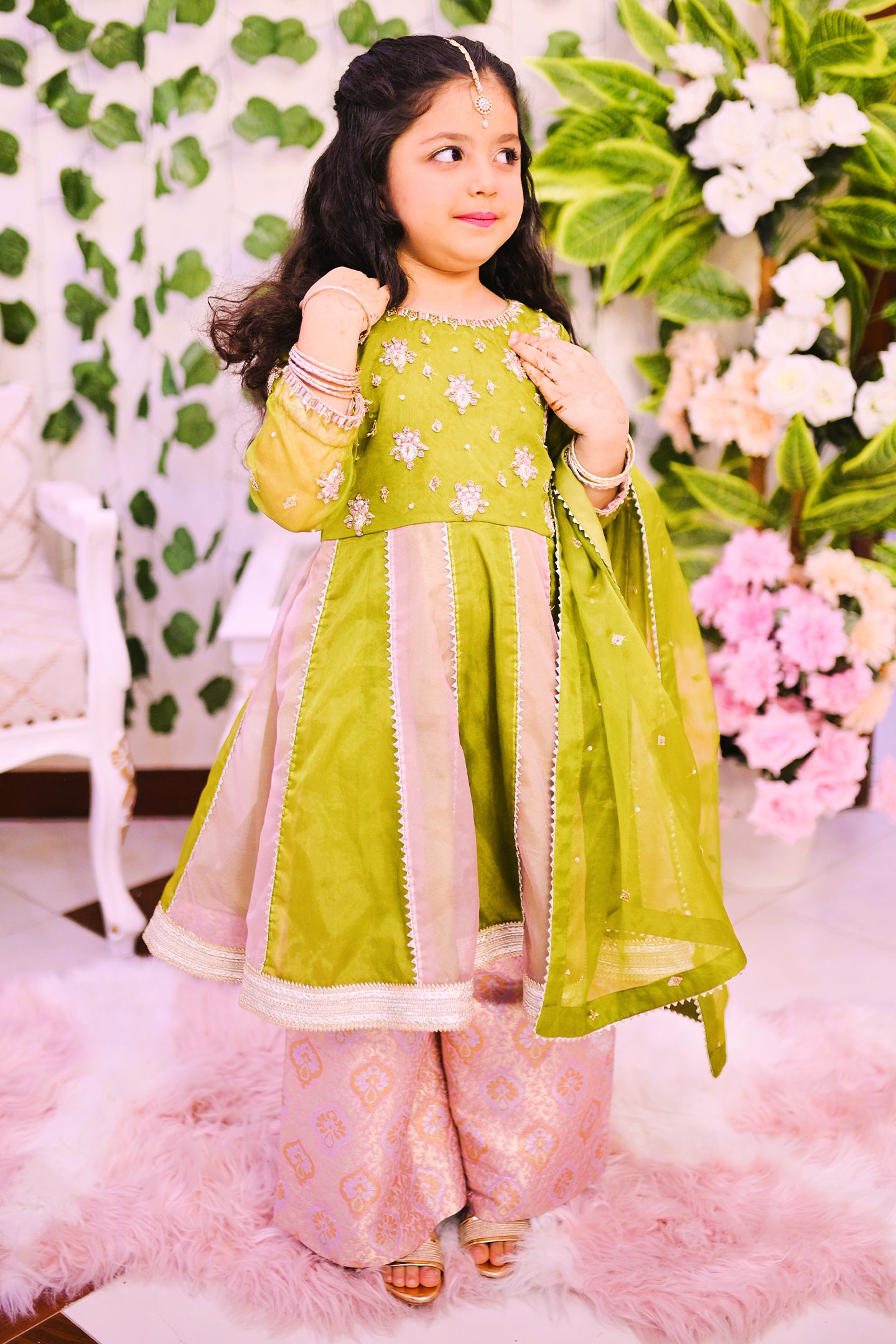 formal 3 piece kali frock palazzo and dupatta