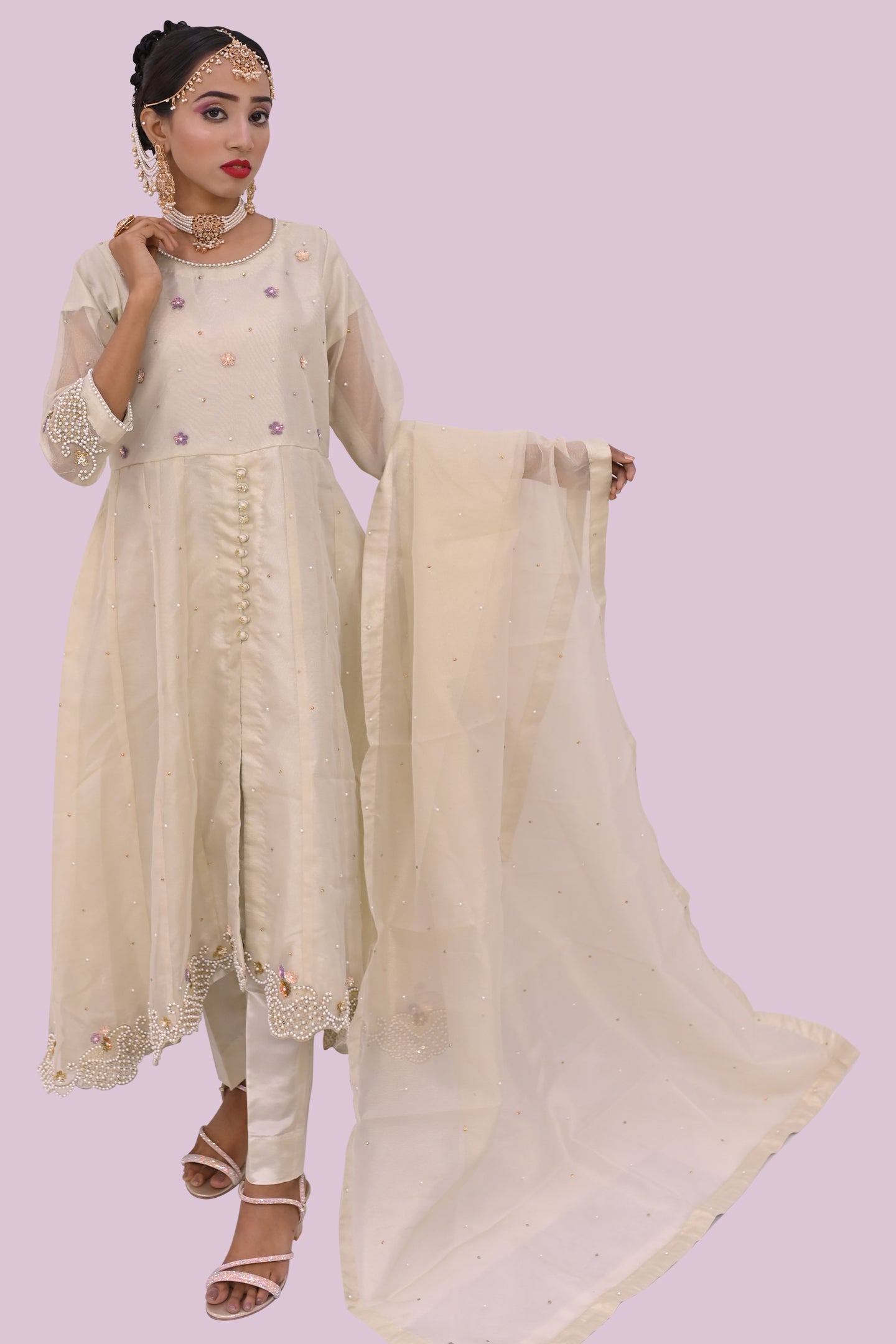 formal 3 piece frok dupatta and trouser