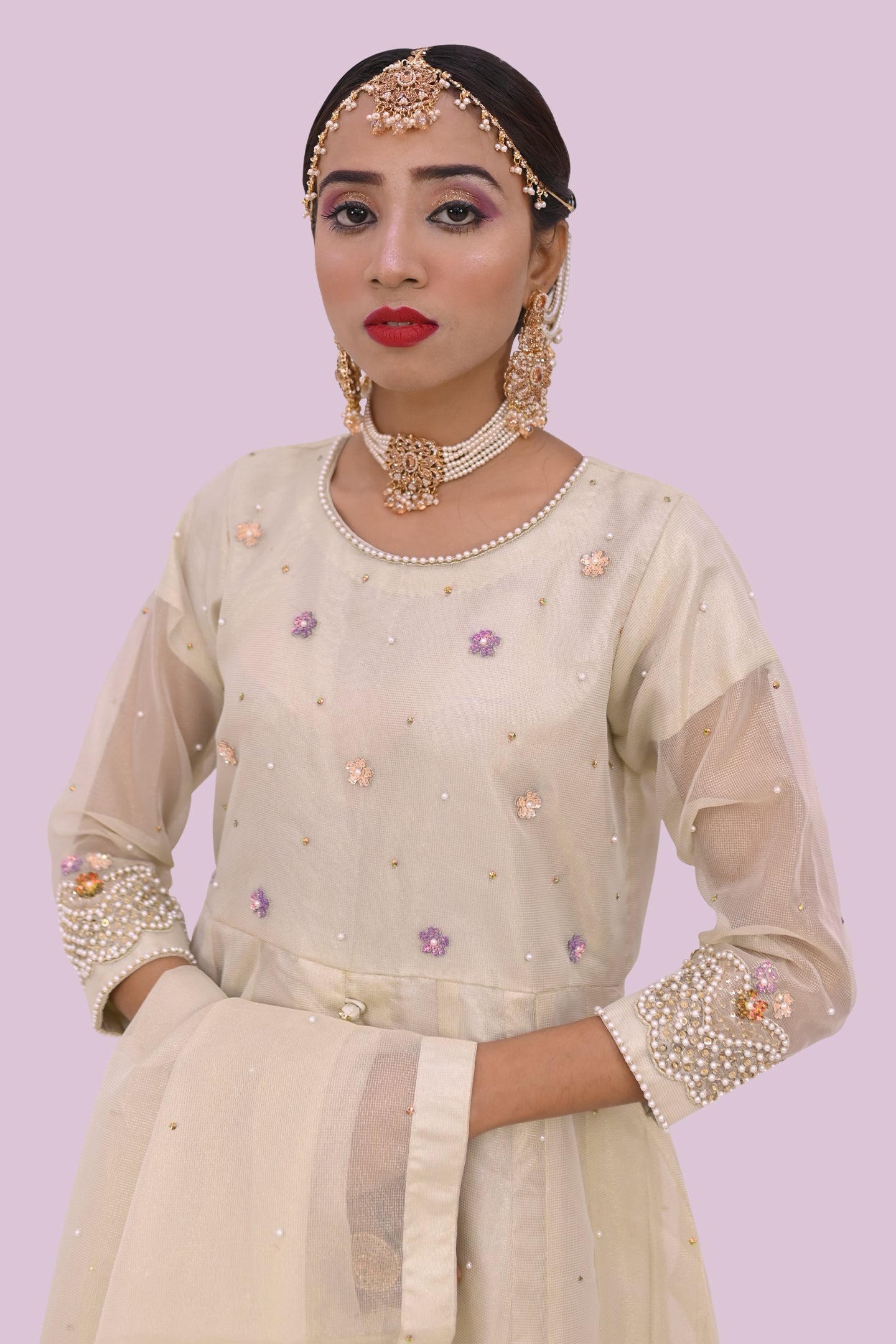 formal 3 piece frok dupatta and trouser