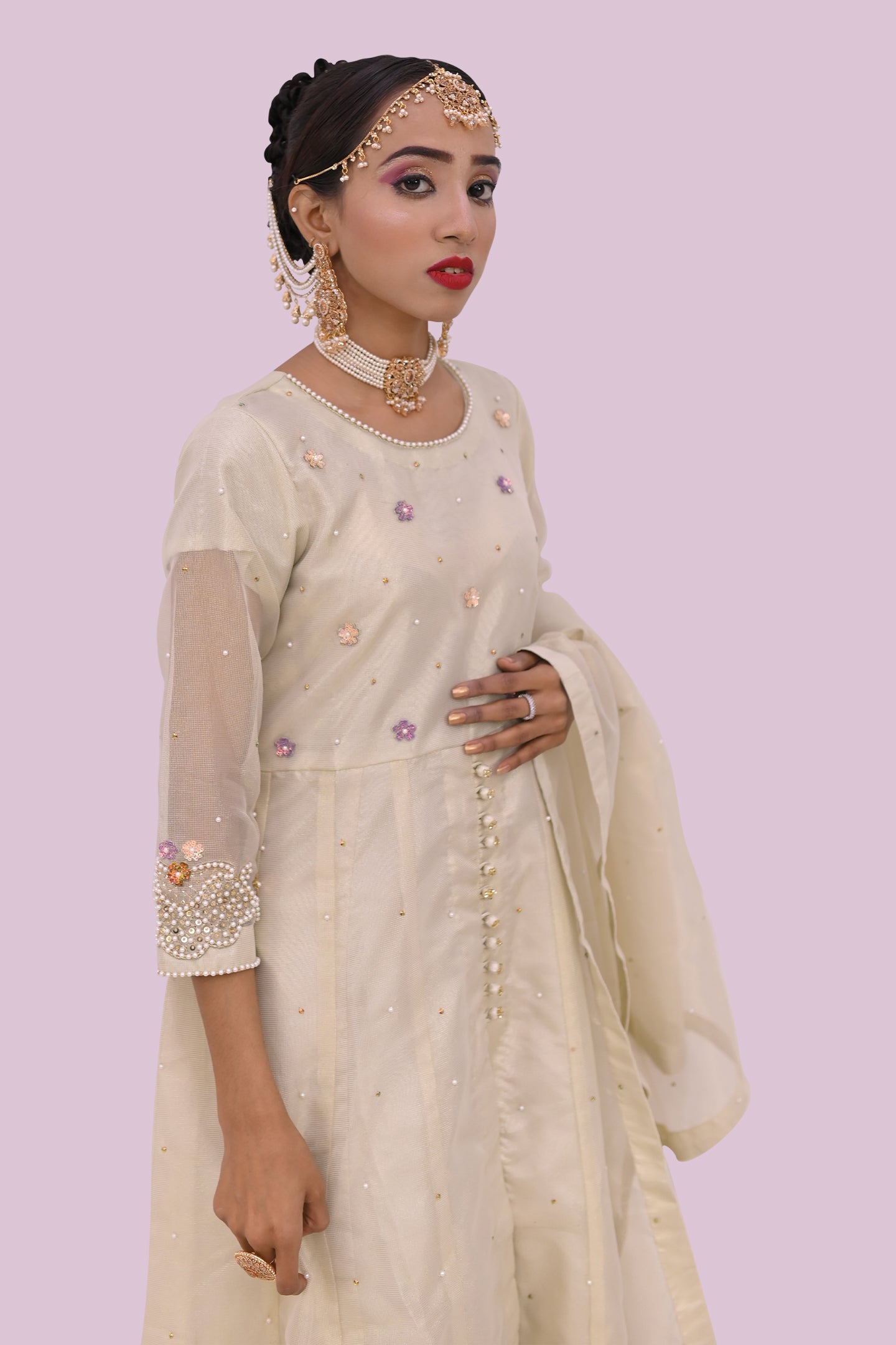 formal 3 piece frok dupatta and trouser