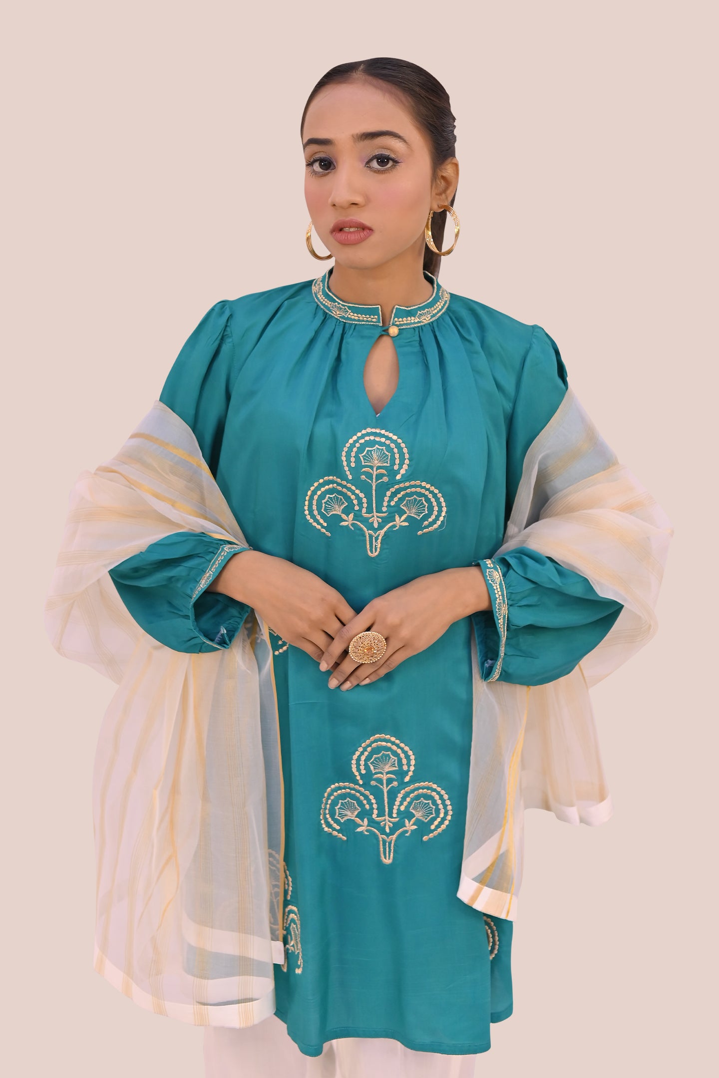 semiformal 3 piece shirt dupatta & trouser