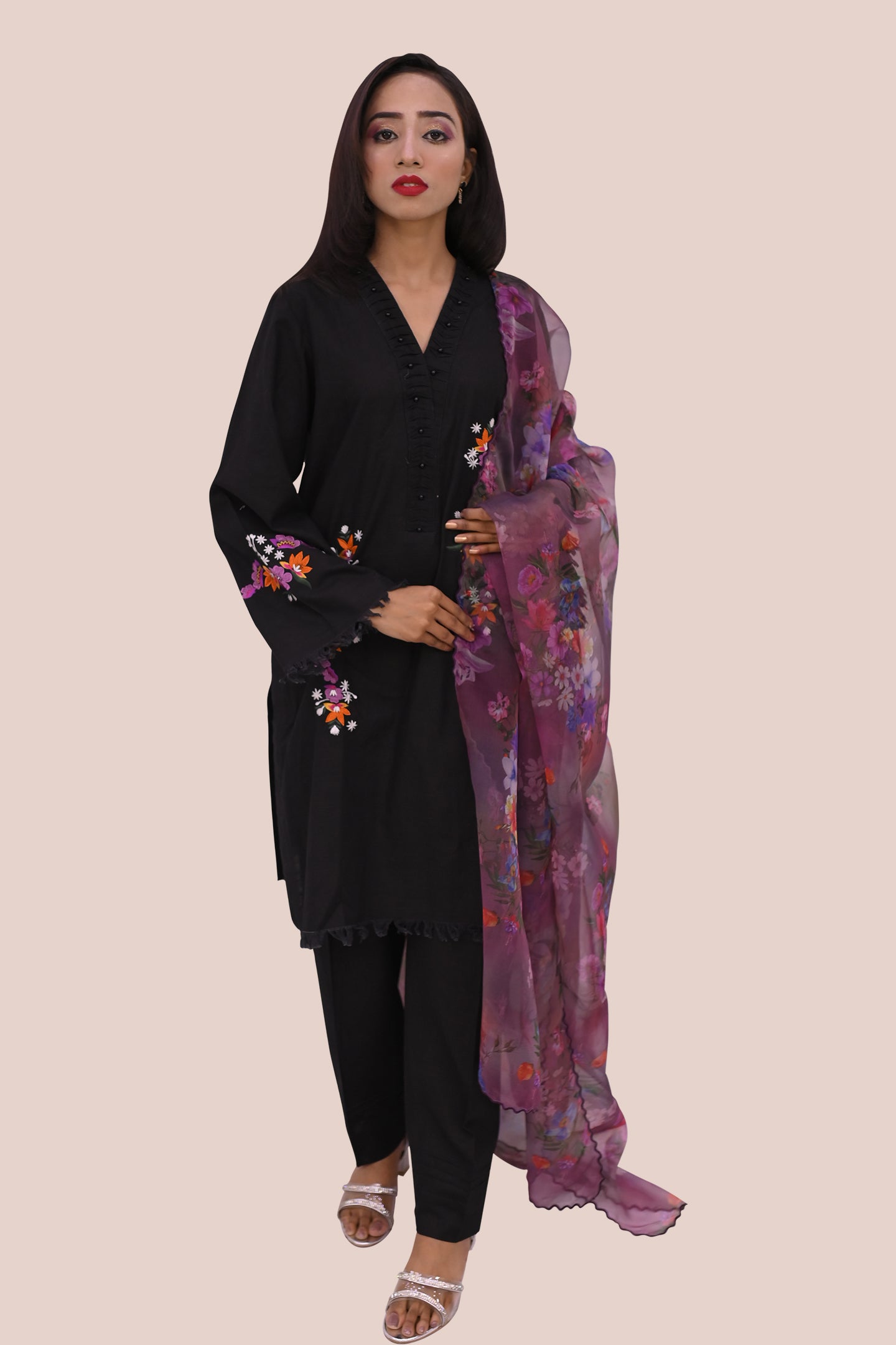 semiformal 3 piece shirt dupatta & trouser