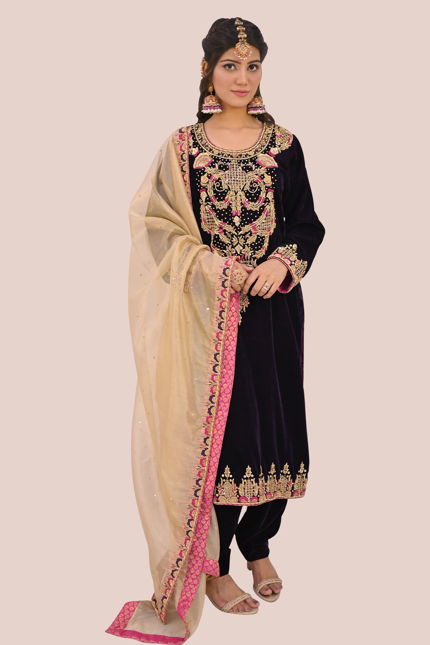LUXURY women 3 piece  frok dupatta & plazo