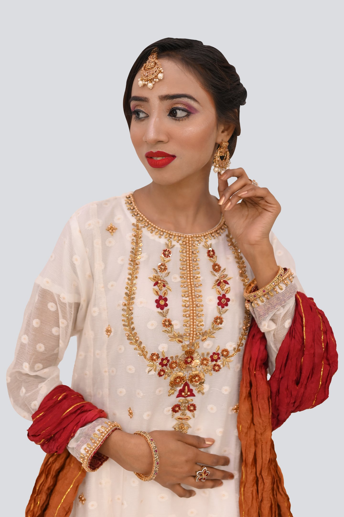 formal 3 piece frock dupatta & trouser