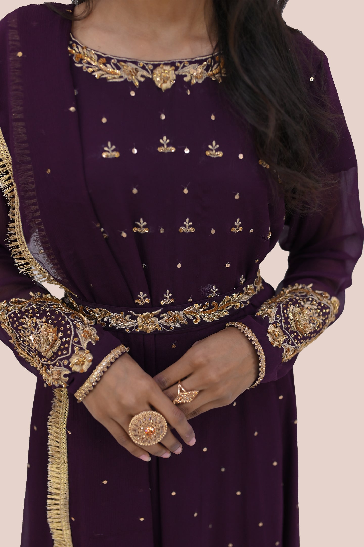 LUXURY women 3 piece long frock dupatta & trouser