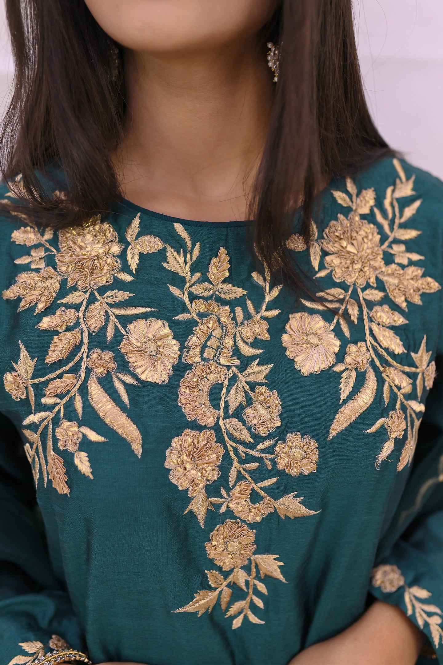 formal 3 piece long frock straight trouser and dupatta