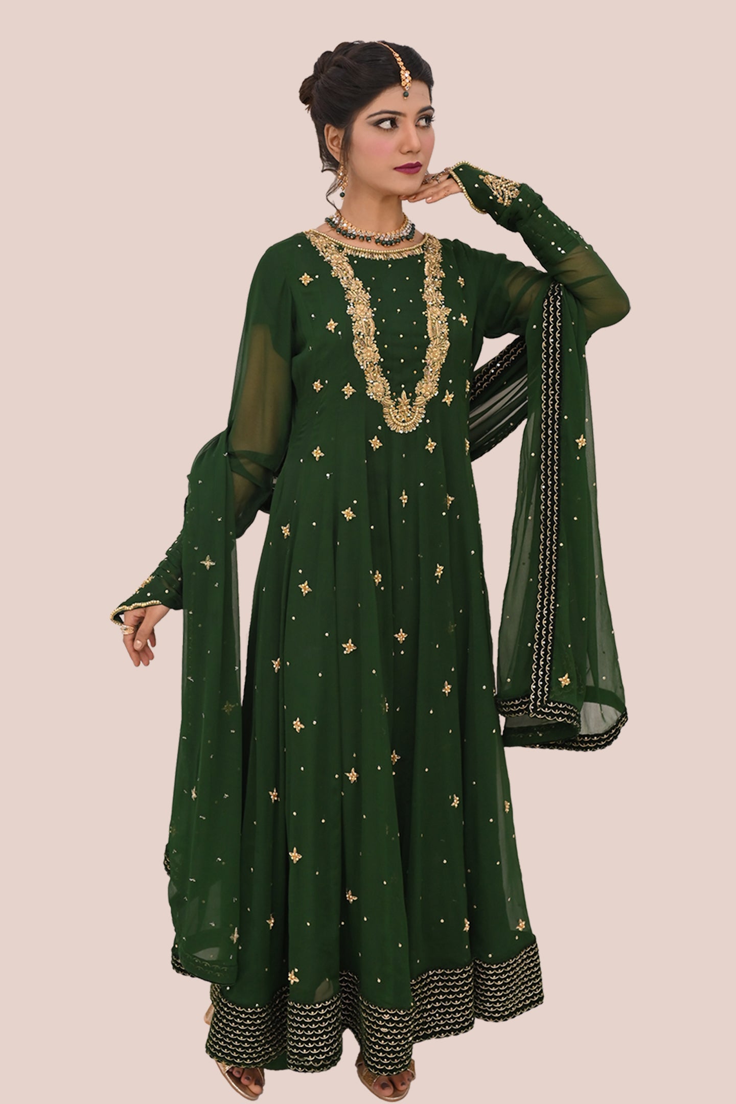 LUXURY women 3 piece long frock dupatta