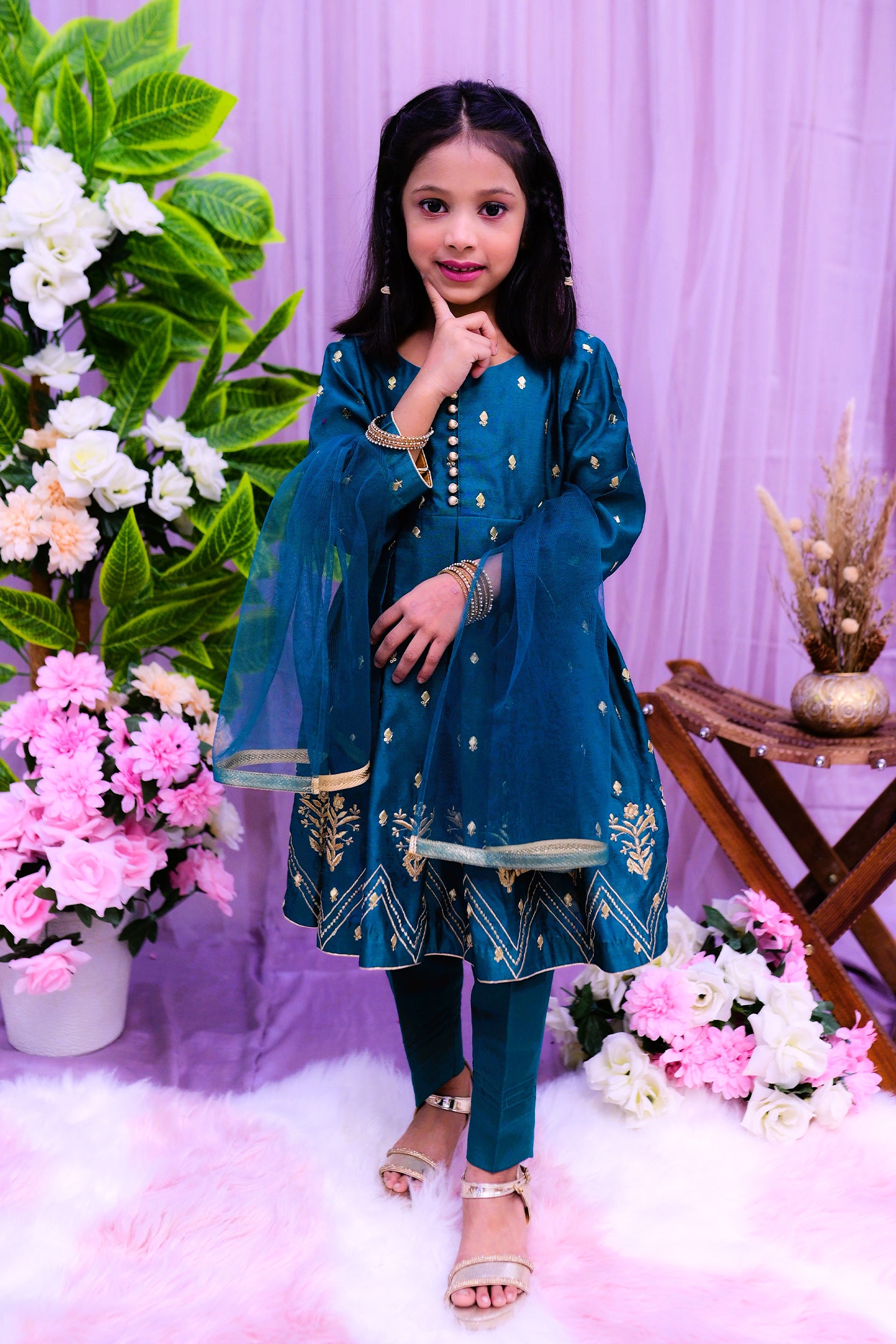 semi-formal 3 piece frok dupatta and trouser