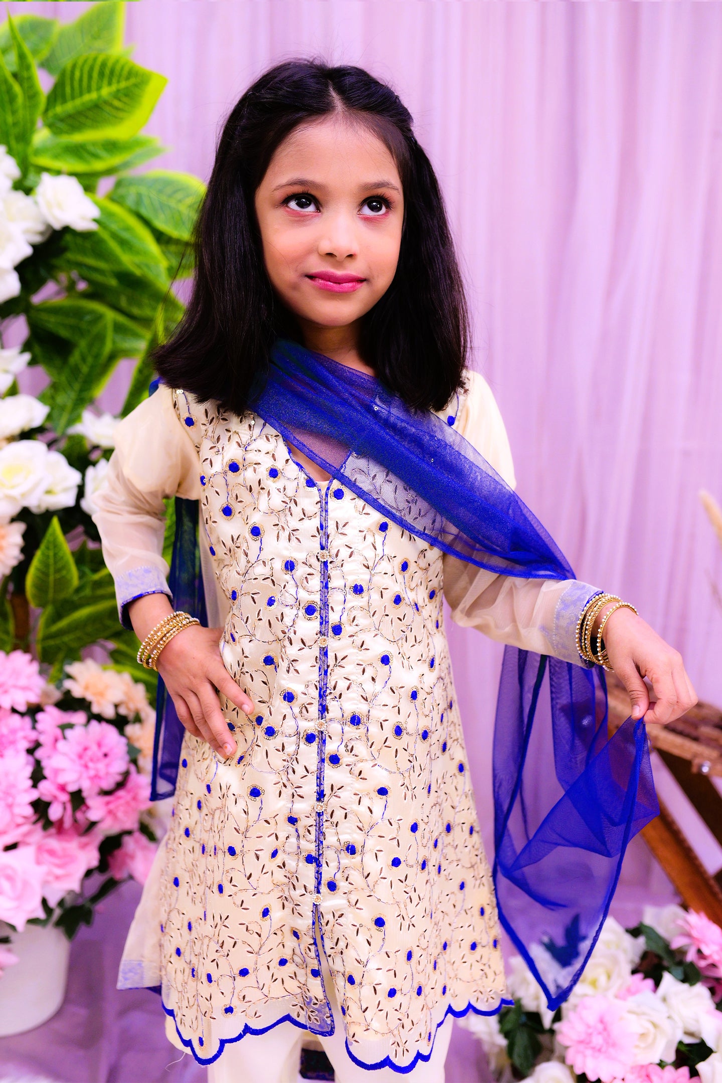 semiformal 3 piece airline frock dupatta and trouser