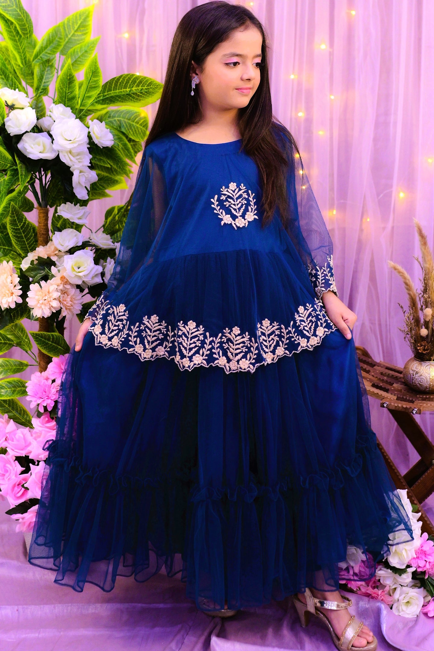 formal long maxi designed with crown style