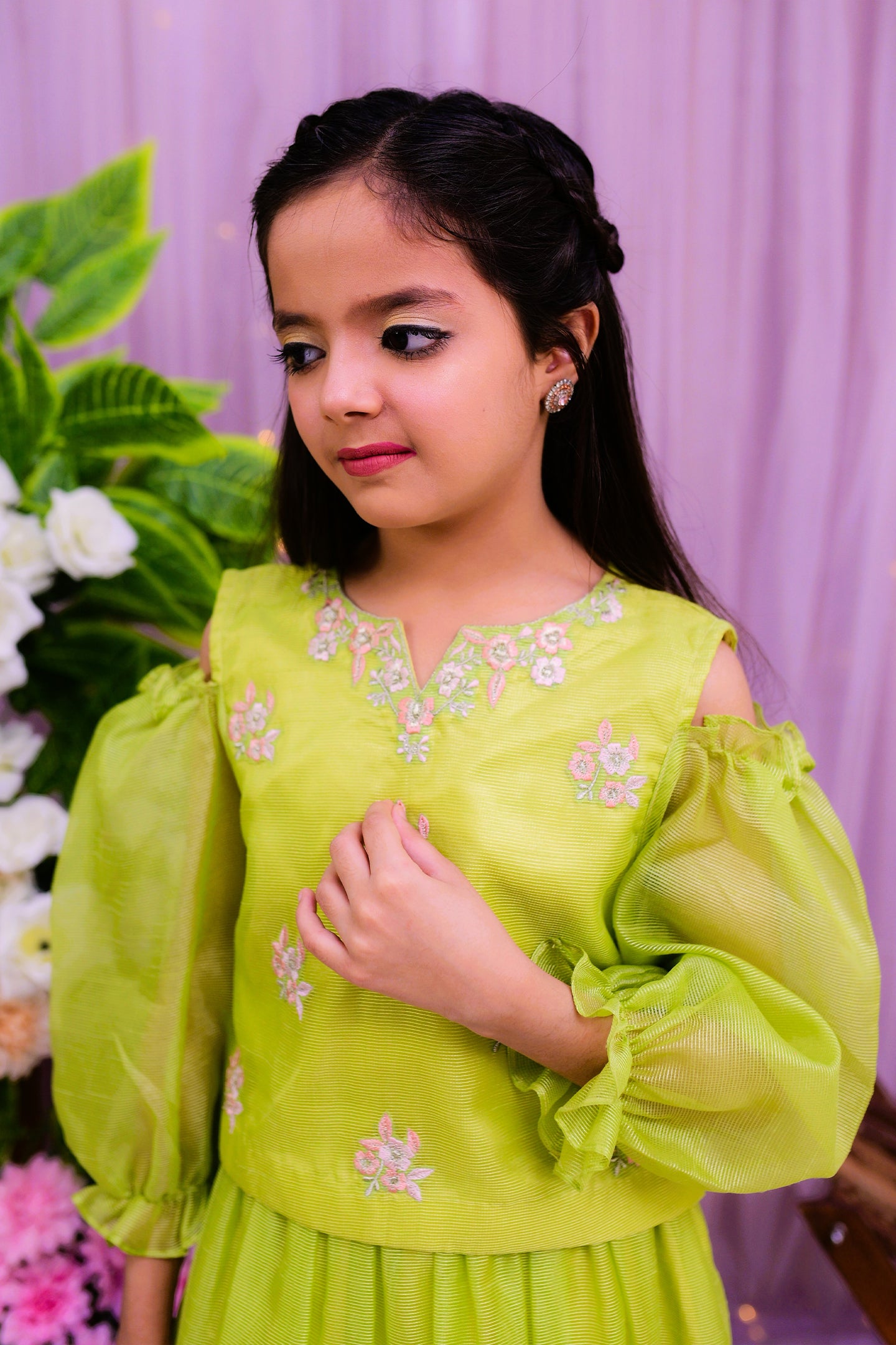 formal blouse with 3d skirt