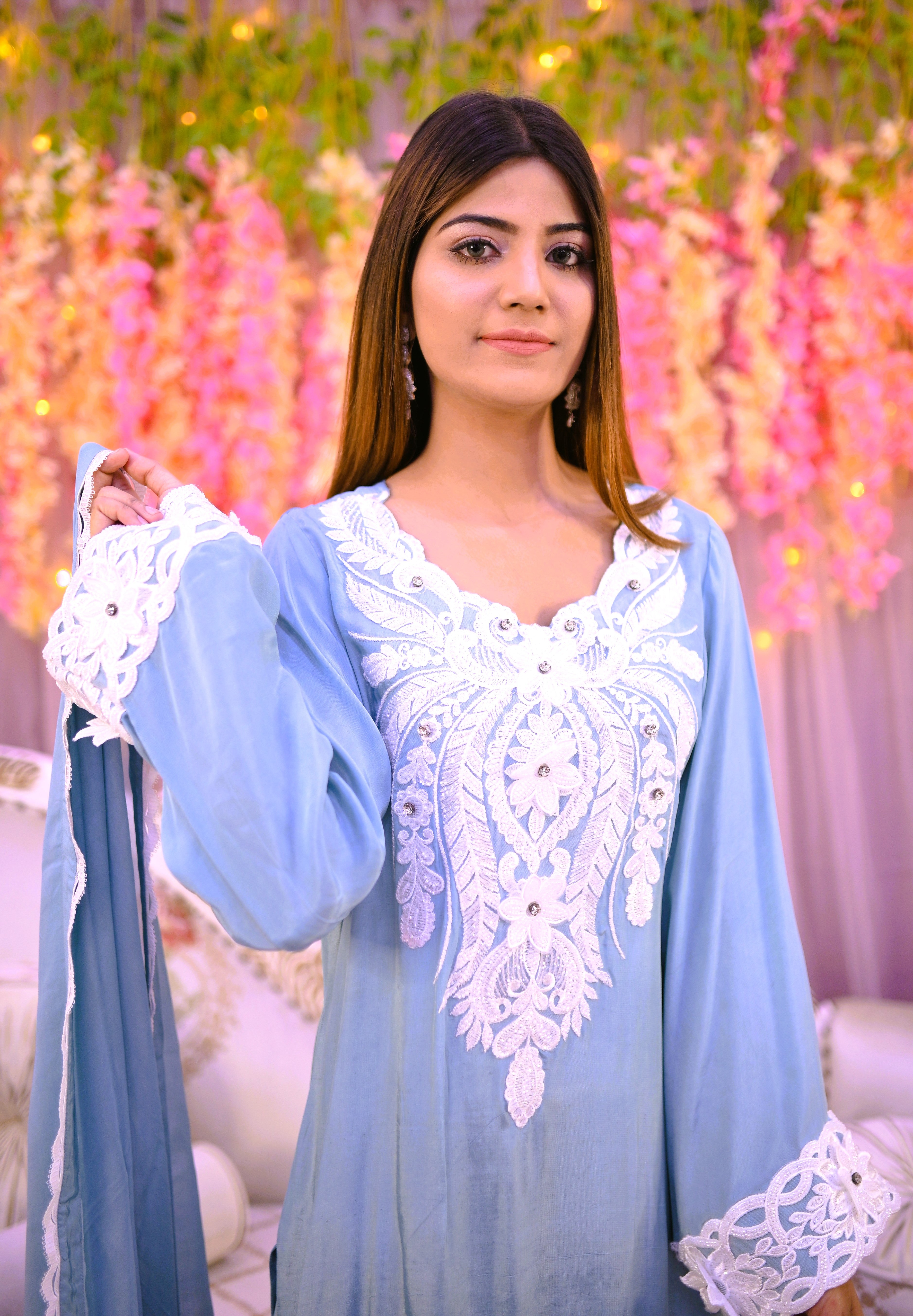 formal 3 piece long shirt dupatta & plazo