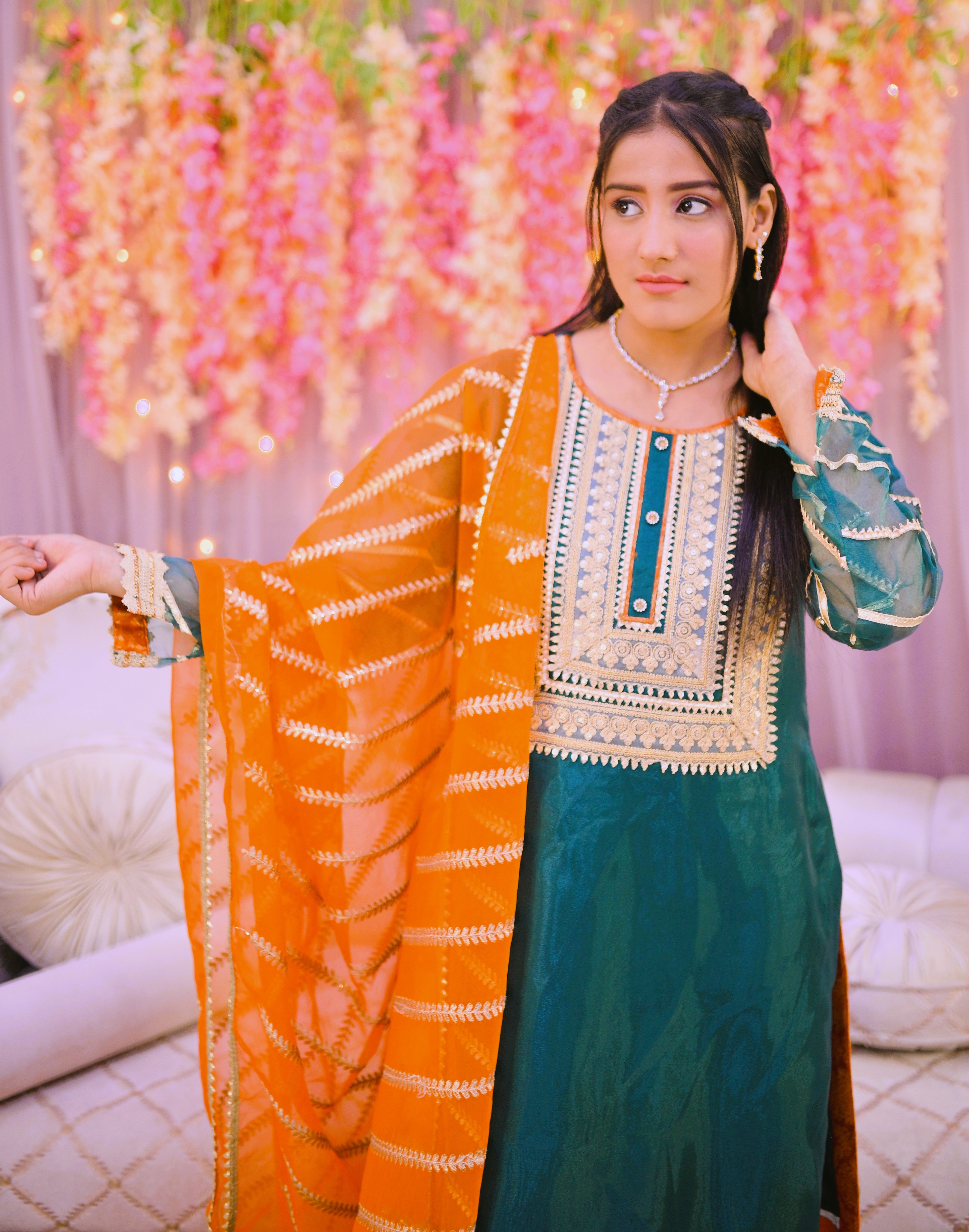 semiformal 3 piece shirt dupatta & plazo