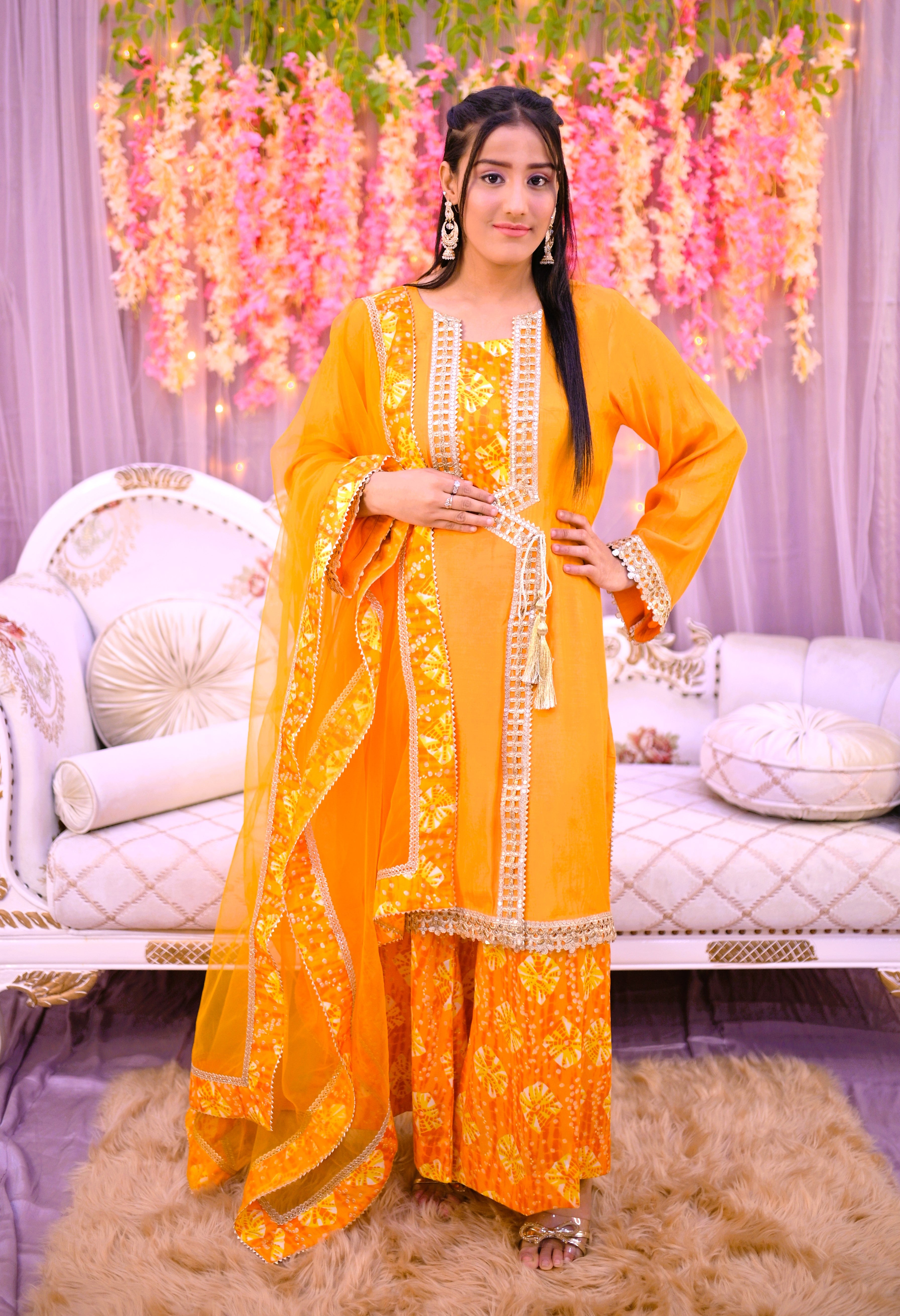 semiformal 3 piece shirt dupatta & plazo
