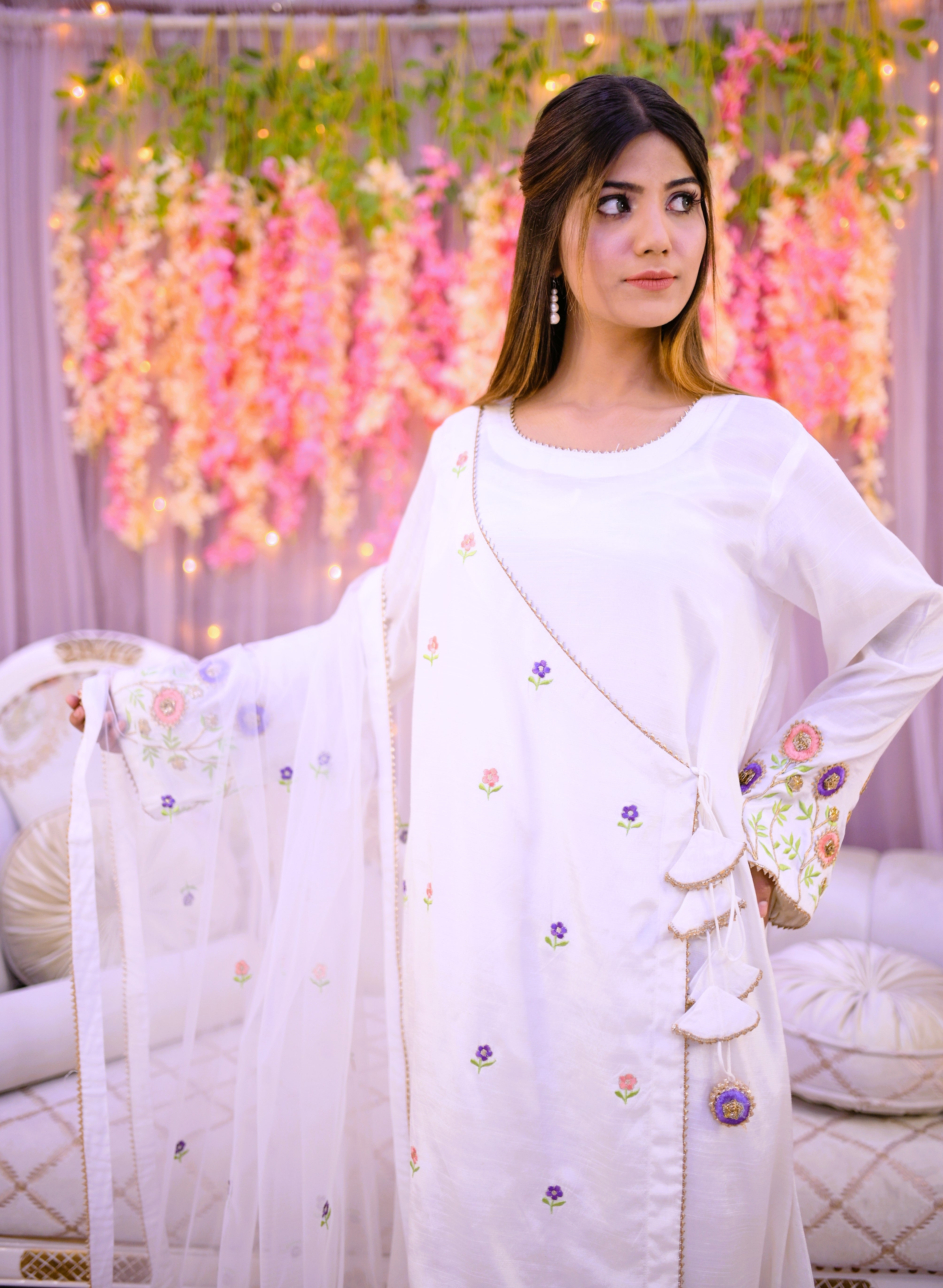 semiformal 3 piece shirt dupatta & trouser with inner