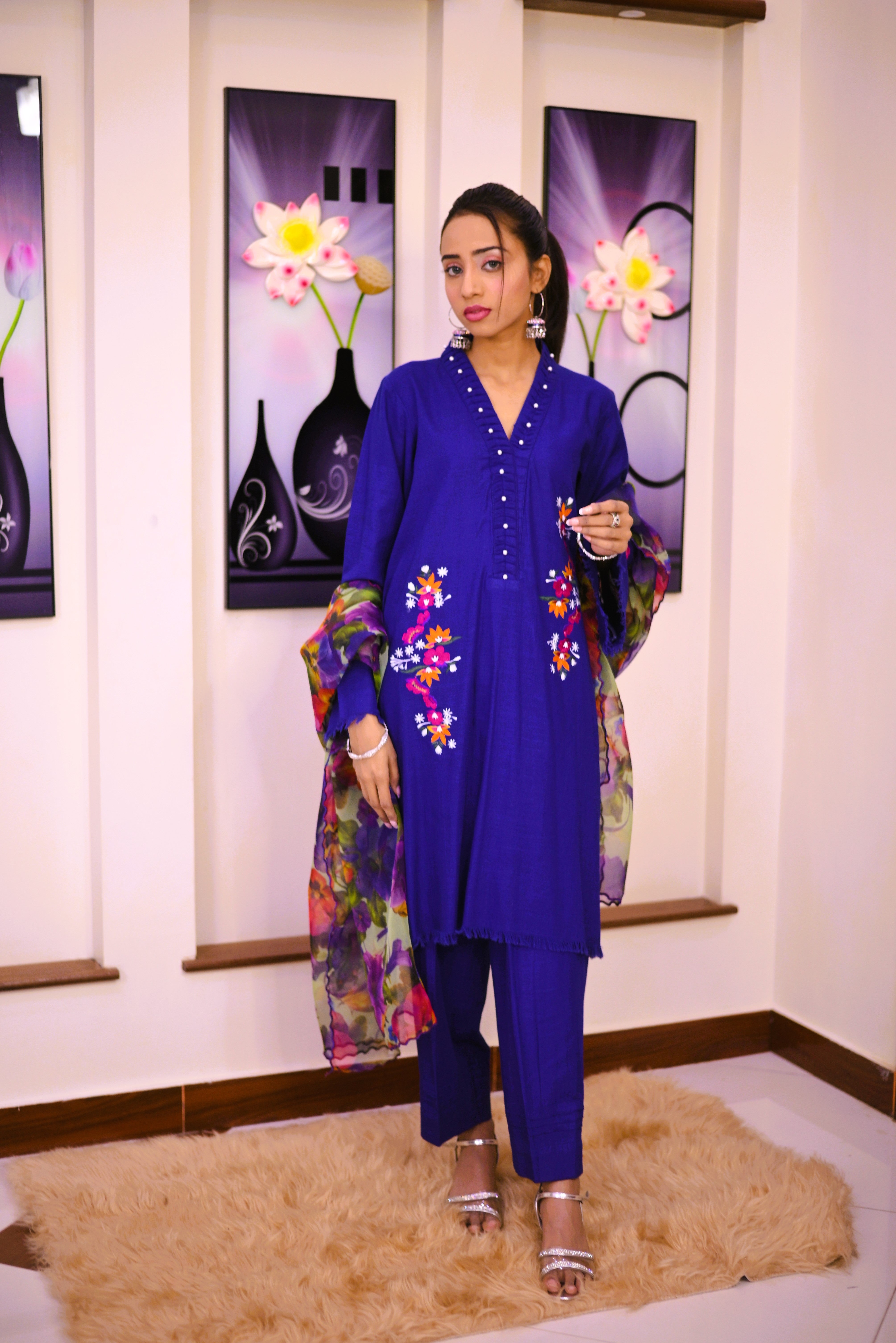 semifromal 3 piece shirt dupatta & trouser